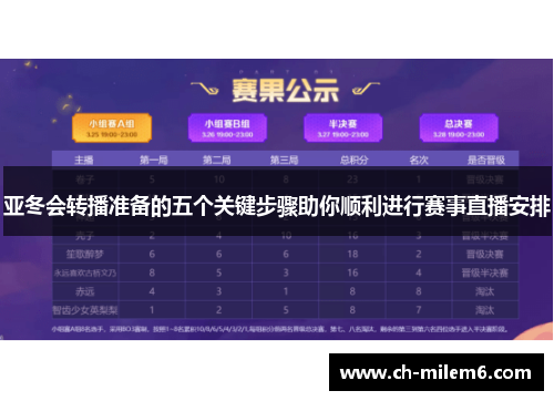 亚冬会转播准备的五个关键步骤助你顺利进行赛事直播安排