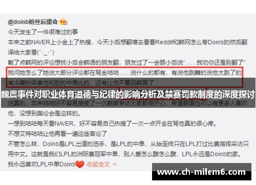 魏震事件对职业体育道德与纪律的影响分析及禁赛罚款制度的深度探讨